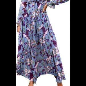 Floral Blue and Purple Maxi Dress